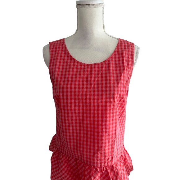J CREW Gingham Peplum Tie Back Tank Top Size Small - Picture 3 of 7